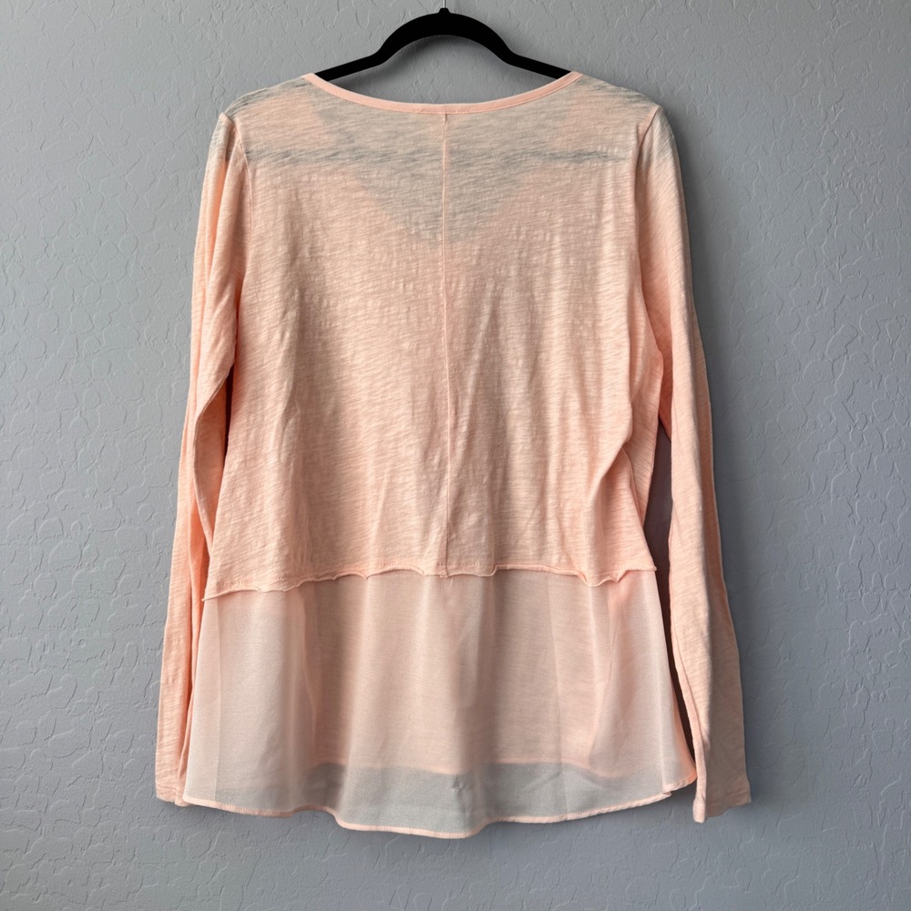 Sundance Long Sleeve Button Down Top Shirt Women's Medium Peach Casual - Picture 2 of 4